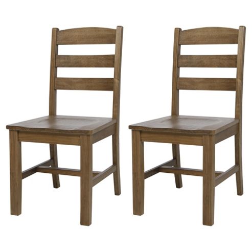 Image of Portobello Pair Of Ladder Back Chairs Rustic Pine