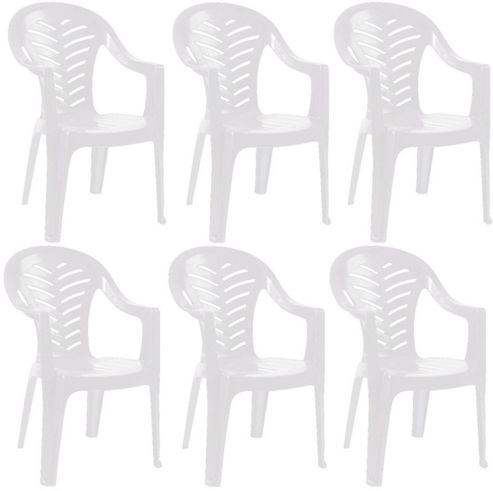 Image of Resol Palma Garden Chair - White - Patio Outdoor Plastic Furniture (pack Of 6)