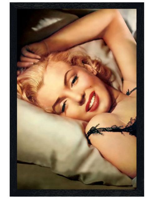 Image of Marilyn Monroe Black Wooden Framed Pillow Poster