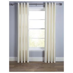 Tesco Faux Silk Lined Eyelet Curtain 44X54 Ivory