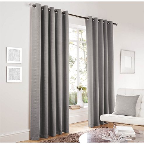 Image of Curtina Lincoln Silver 66x72 Inches (168x183cm) Eyelet Curtains
