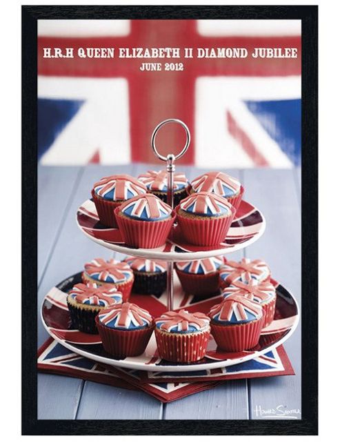 Image of Howard Shooter Black Wooden Framed Union Jack Cupcakes Poster
