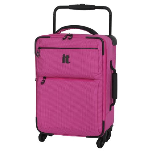 pink suitcases on wheels