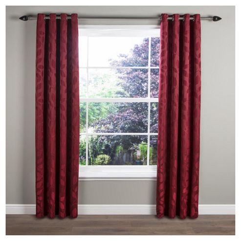 Image of Classic Leaf Lined Eyelet Curtains W117xl137cm (46x54") - - Red