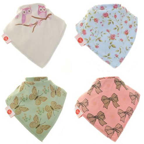 Image of Zippy Girls Vintage Bandana Dribble Bibs, 4 Pack, One Size