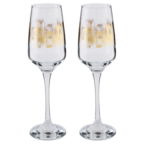 Image of Tesco Gold Pattern Grand Hotel Square Champagne Flute