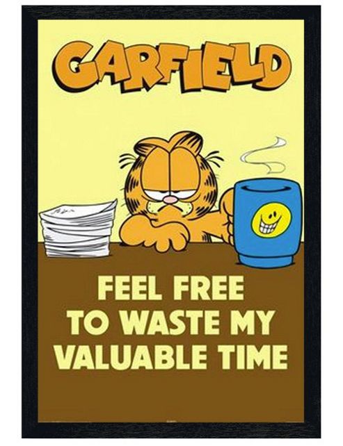 Image of Garfield Black Wooden Framed Feel Free To Waste My Valuable Time Poster