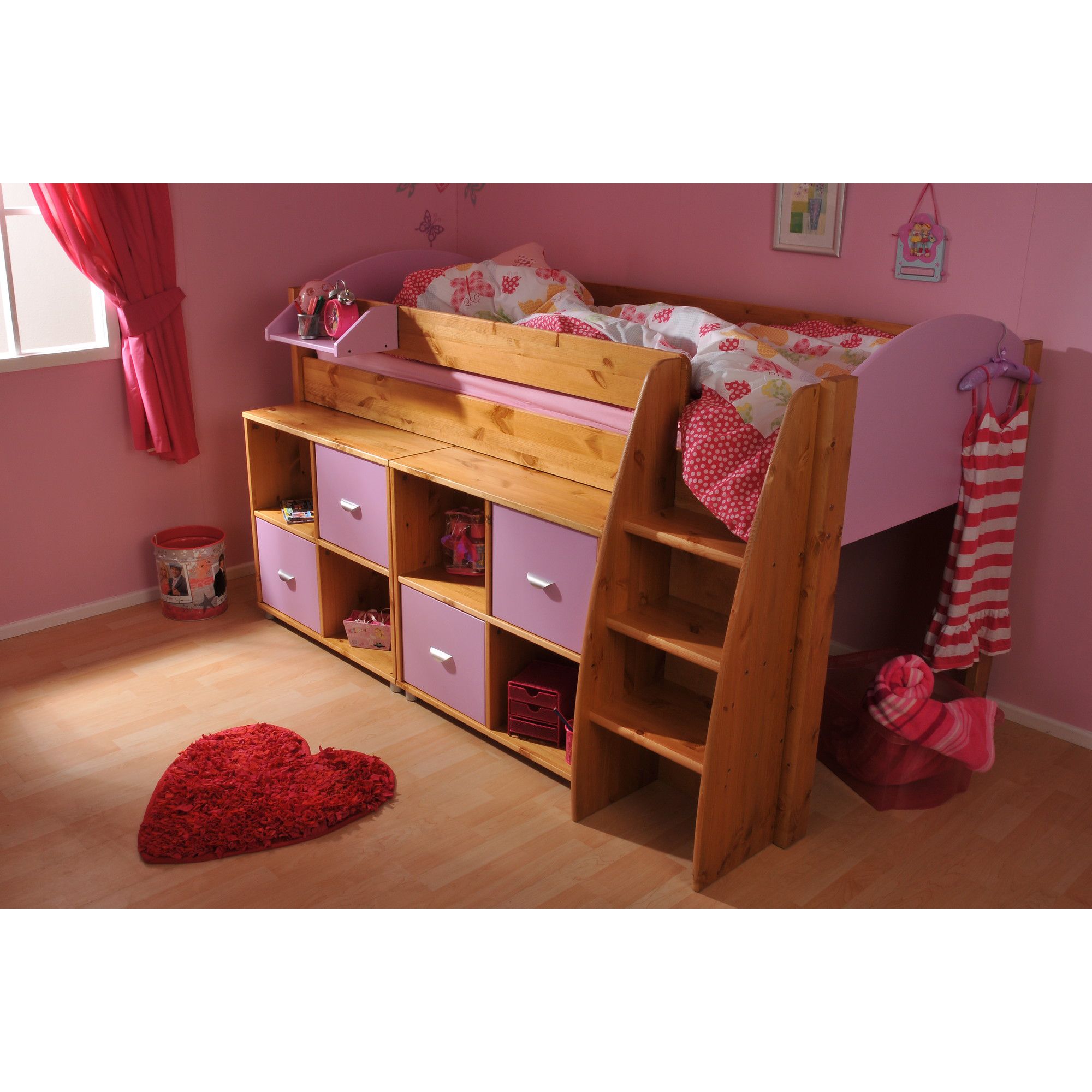 Stompa Rondo Mid Sleeper with 8 Cube Unit - Antique - Lilac at Tesco Direct