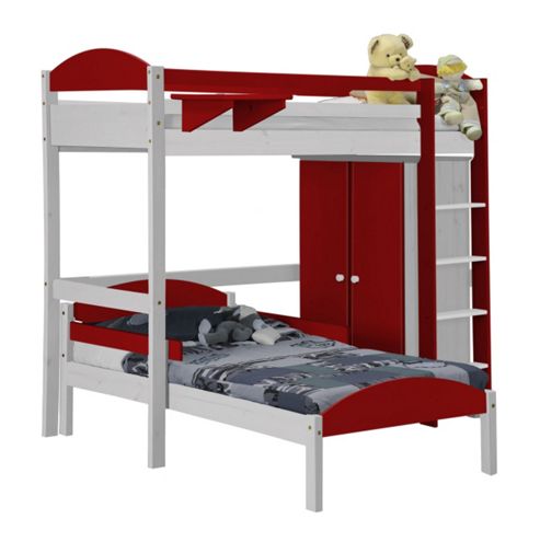Image of Maximus L Shape High Sleeper Set 1 White With Red Details