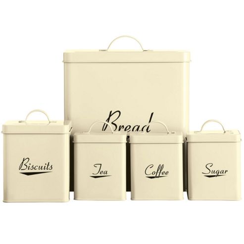 Image of Enamel - 5 Piece Kitchen Storage Caddy Set - Cream
