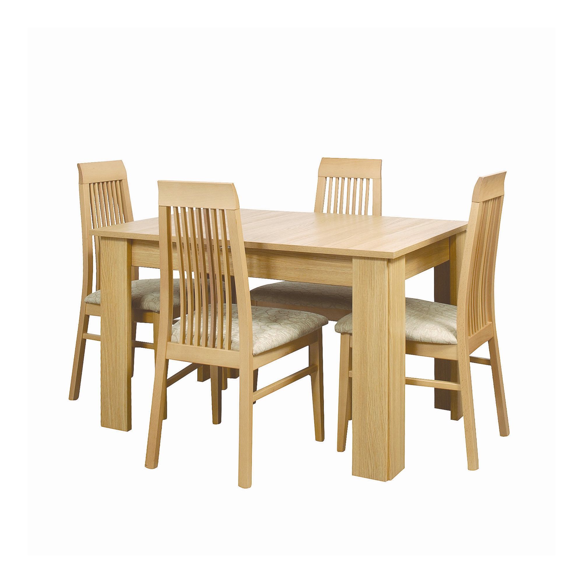 Caxton Huxley 4 Leg Extending Dining Table with 4 Chairs in Light Oak at Tesco Direct