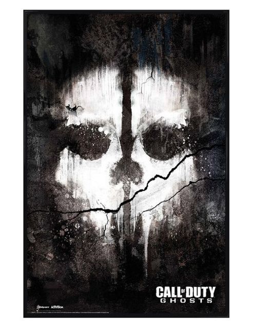 Image of Call Of Duty Gloss Black Framed Ghosts Skull Cod Poster