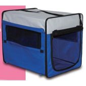 3Petzzz Fold Flat Fabric Pet Crate in Navy Blue - Small (46cm L x 38cm W x 41cm H)