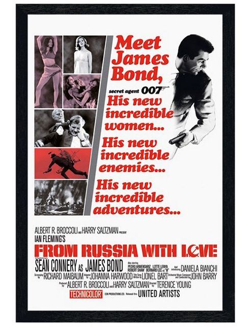 Image of James Bond Black Wooden Framed From Russia With Love Poster