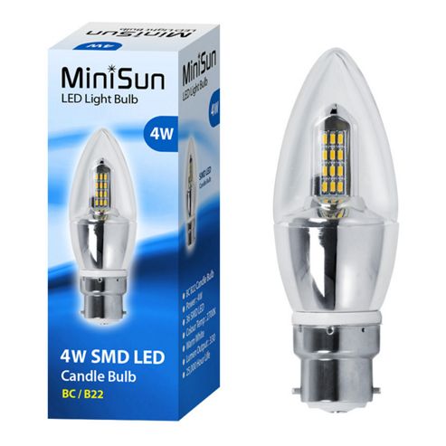 Image of Minisun 4w Smd Led (40w Equivalent) Bc B22 Candle Light Bulb