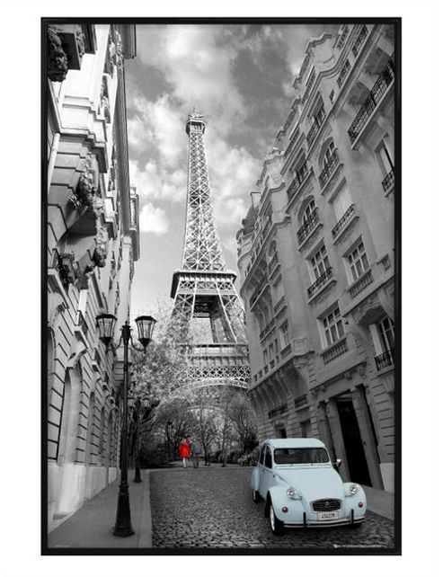 Image of Paris Gloss Black Framed Flashes Of Colour In Paris Poster