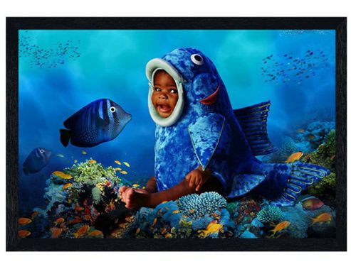 Image of Tom Arma Black Wooden Framed A Cute Little Fish Poster