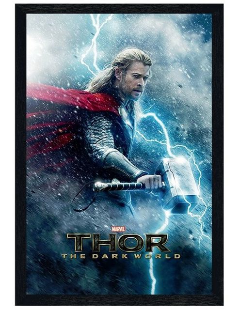 Image of Black Wooden Framed Marvel Thor The Dark World Chris Hemsworth As Thor Poster
