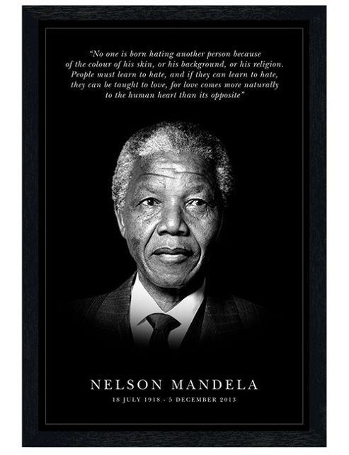 Image of Nelson Mandela Black Wooden Framed Commemoration Poster