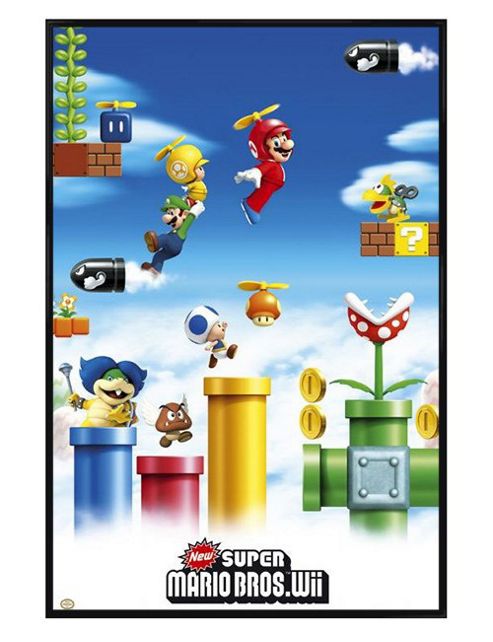 Image of Nintendo Super Mario Brothers Gloss Black Framed Mario And Luigi Poster