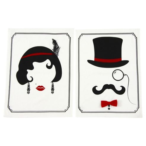Image of Tesco Monsieur And Madame Tea Towels, 2 Pack