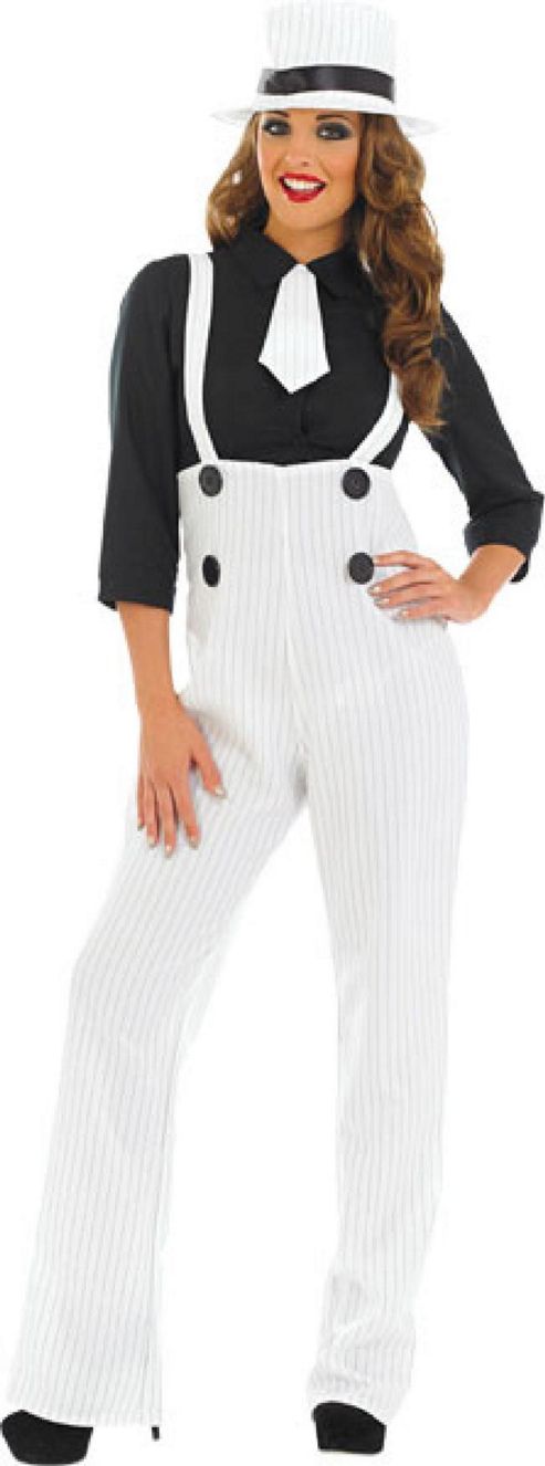 Image of White Gangster Lady - Adult Costume Size: 18-20
