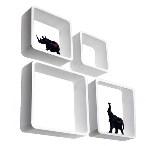 Image of Cube - Wall Display / Storage Cube Shelves - Set Of Four - White