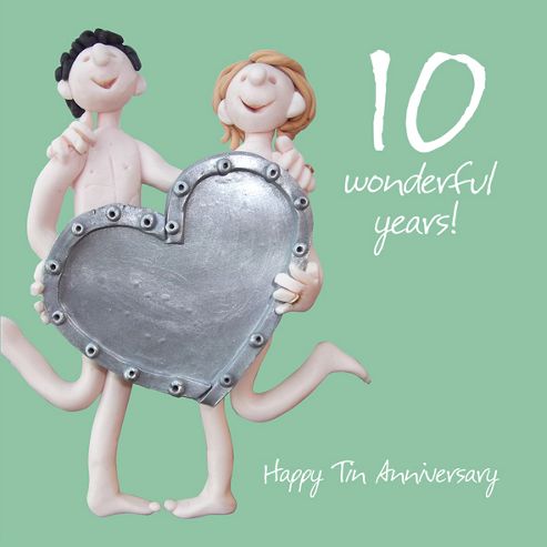 Image of Holy Mackerel Happy Anniversary. 10 Wonderful Years. Happy Tin Anniversary Greetings Card