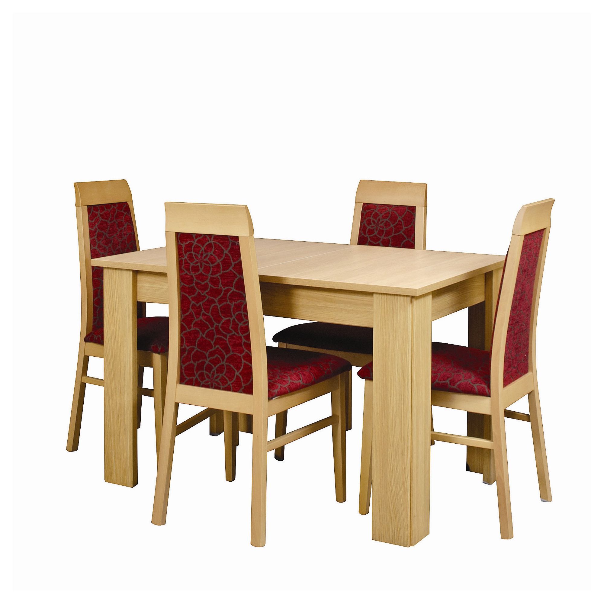 Caxton Huxley Dining Table Set with 4 Upholstered Dining Chairs in Light Oak at Tesco Direct