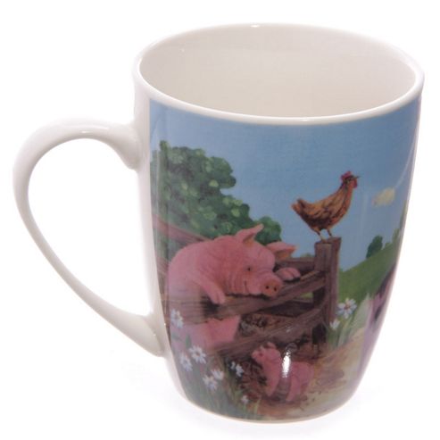 Image of Jan Pashley Down On The Farm Pig Design Single Bone China Mug