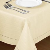 Country Club Hem Stitch Tablecloth in Cream