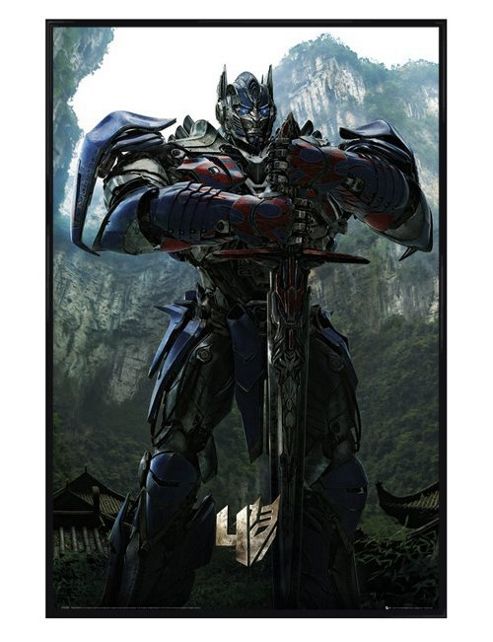 Image of Gloss Black Framed Transformers 4 Age Of Extinction Optimus Prime Poster