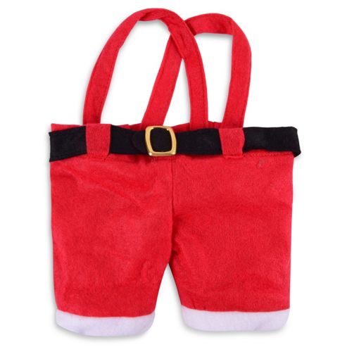 Image of Fabric Santa Trousers Bottle Holder With Handle Christmas Gift Bag
