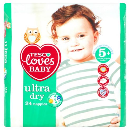 Image of Tesco Loves Baby Ultra Dry Junior Plus - Size 5+ - 24 Pack