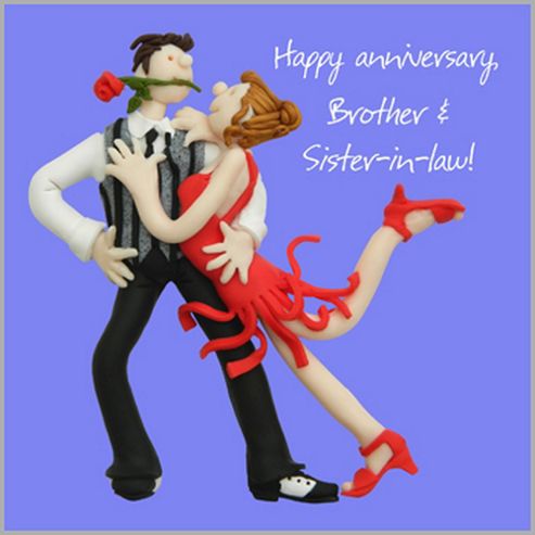 Image of Holy Mackerel Greeting Card - Anniversary Sister & Brother-in-law Card