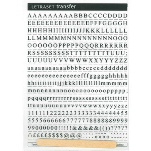 Image of Rubdown Lettering A5 - Times Nr - 5mm - Black
