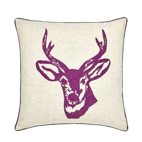 Image of Catherine Lansfield Home Cosy Corner Stags Head Mulberry Cushion Cover