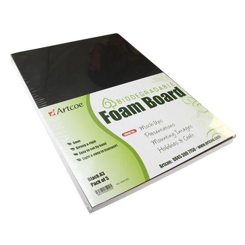 Image of Biodegradable Foam Board - 5mm - Black - A3 - 5pk