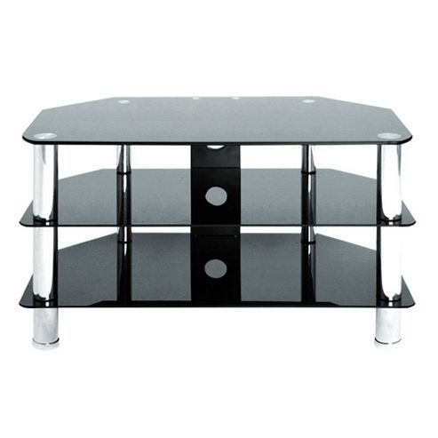 Image of Levv Universal Black And Chrome Tv Stand For Up To 37 Inch Tvs