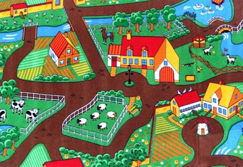 Image of Dandy Farmyard Kids Rectangular Rug - 133cm X 95cm