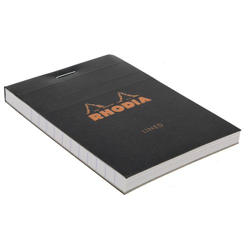 Image of Rhodia Black Head Stapled Pad 7.4x10.5cm Lined 116009c