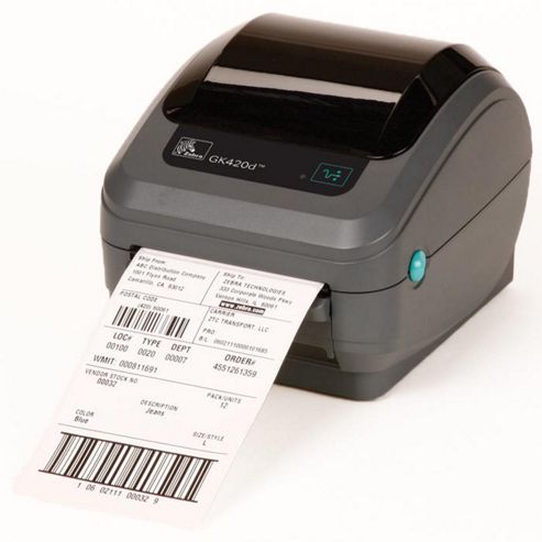 Image of Zebra Gk420d Direct Thermal Printer 203dpi 8 Dot Print Width 104mm Serial, Usb, Zpl, Zpl Ii + Power Supply With Uk/european Cords