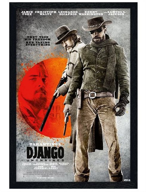 Image of Black Wooden Framed Django Unchained They Took His Freedom Poster