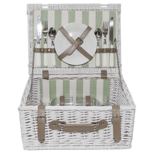Image of Brookes Picnic Hamper 2pp - Stripe (taupe/cream)