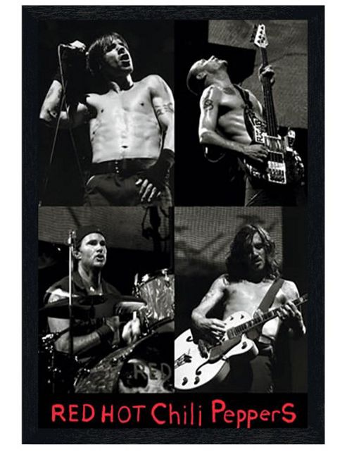 Image of Red Hot Chili Peppers Black Wooden Framed Chili Peppers Live Rhcp Poster