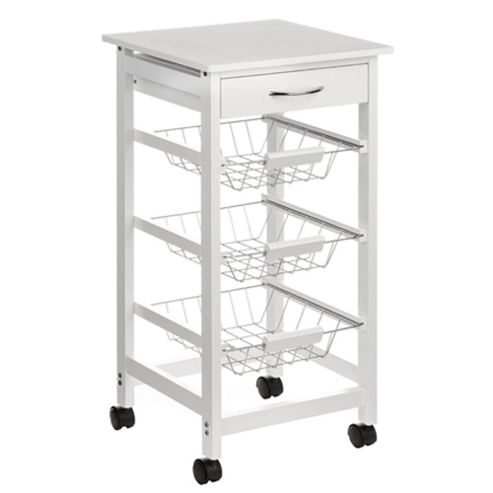Image of Add - Wood / Metal Kitchen Storage Trolley - White / Silver