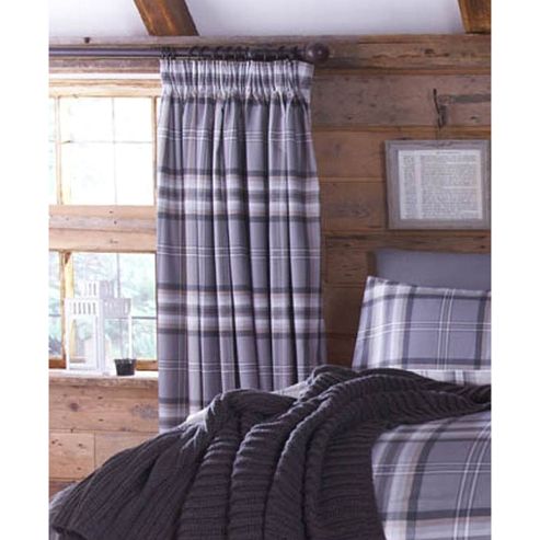 Image of Catherine Lansfield Home Cosy Corner Kelso Cotton Rich Curtains Fully Lined Curtains Charcoal 168cm Wide X 183cm Drop (66x72 Inches)