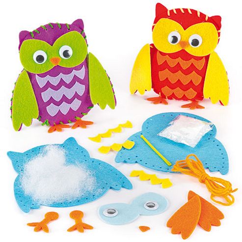 Image of Owl Bean Bag Felt Sewing Craft Kits (pack Of 3)