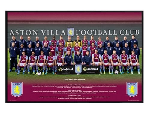 Image of Aston Villa Gloss Black Framed Team Photo 2013/14 Avfc Poster