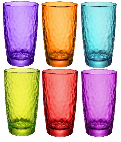Image of Palatina Coloured Water / Juice Tumblers Drink Glasses - 6 Piece Set - 490ml